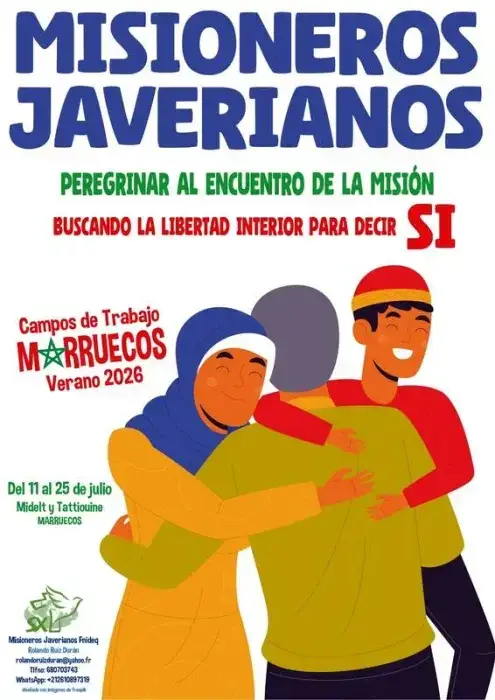 Cartel de campo de trabajo en Marruecos de los misioneros javieranos