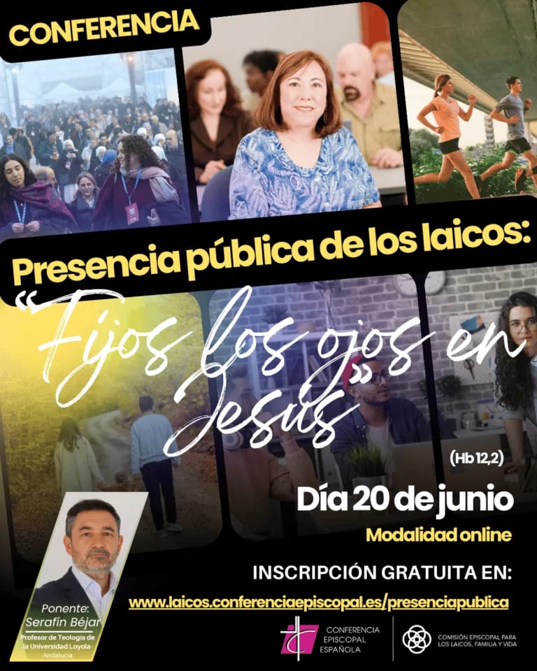 Cartel de formación online "Presencia Publica de los laicos: «Fijos los ojos en Jesús»"